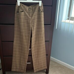 White House Black Market Brown Plaid Trousers
